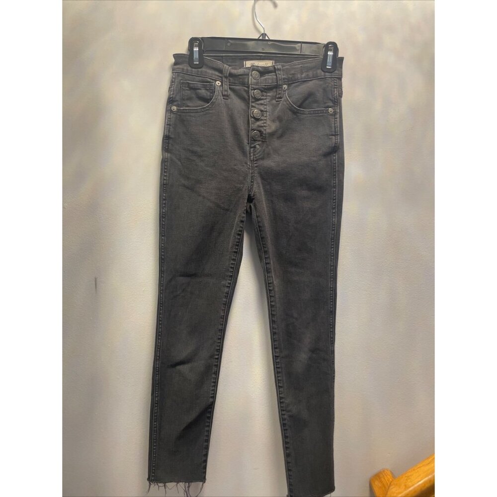 Madewell 10” High Rise Skinny Light Denim Skinny Jeans Womens Size 35x26 Raw Hem